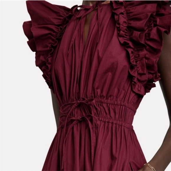 Ulla Johnson Red Ruffled Ruched Sundress - Picture 3 of 6